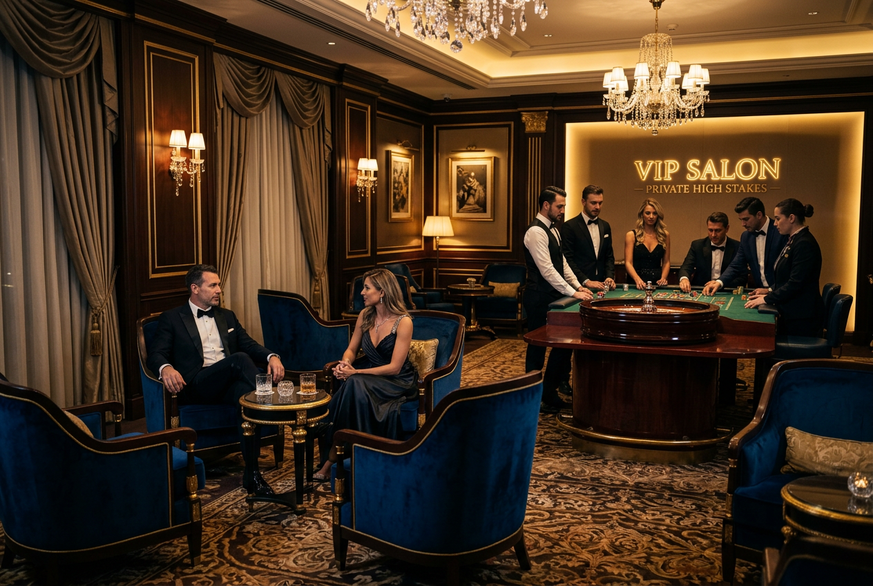 Luxurious VIP casino lounge with elegant interior